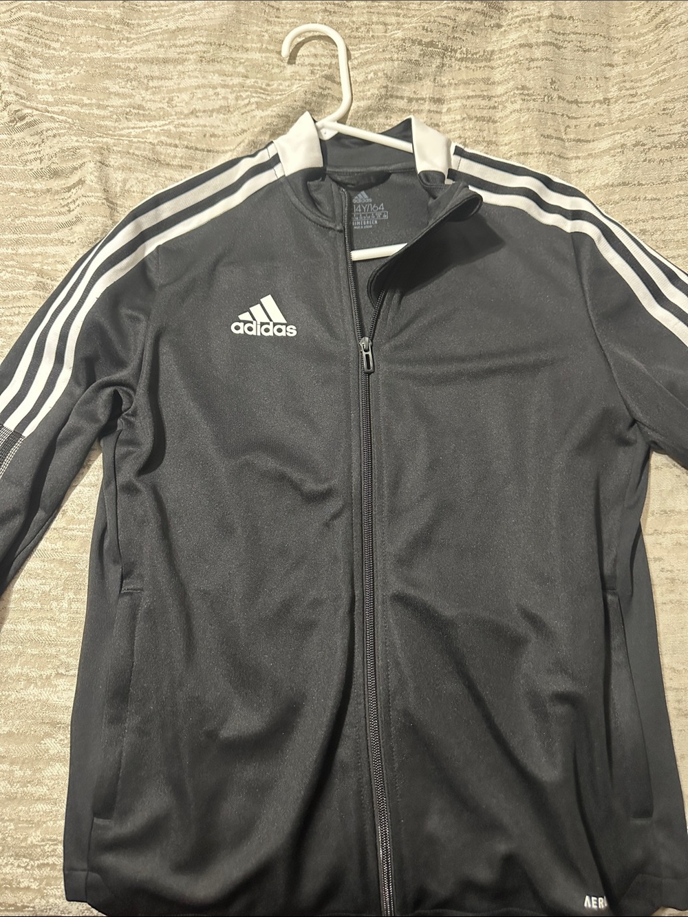 adidas Black Lightweight Track Jacket with White Stripe Accents